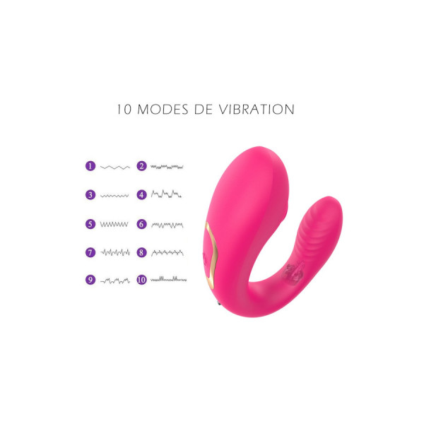 Vibromasseur de couple rose, USB avec 2 moteurs pour stimulation Point G et clitoridienne avec télécommande 